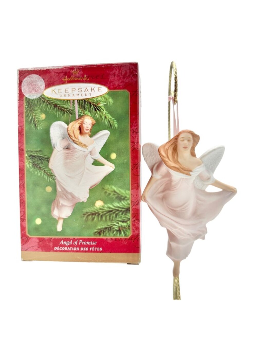 Hallmark Keepsake Ornament Angel Of Promise 2000 Porcelain Breast Cancer Andrews
